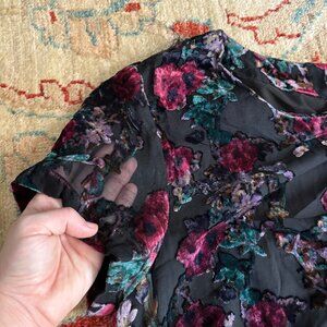 Vintage Floral Burnout Velvet Shift Dress